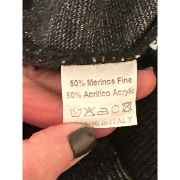BERTHA made in Italy Merinos Fine Wool Argyle Sweater 58 XXL Black and Grey - Picture 8 of 13